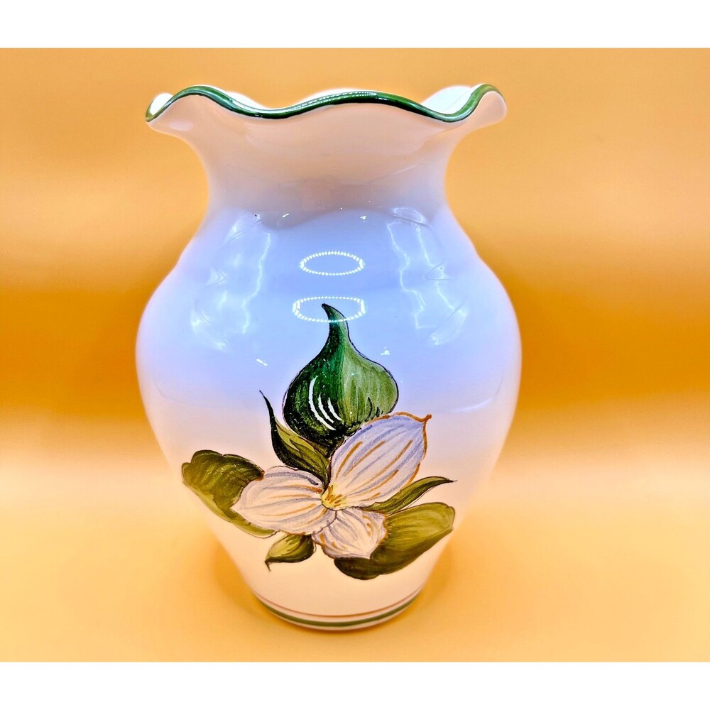 Solamiel Segries Moustiers France White Orchid Made for Bluff Gardens 5” Vase